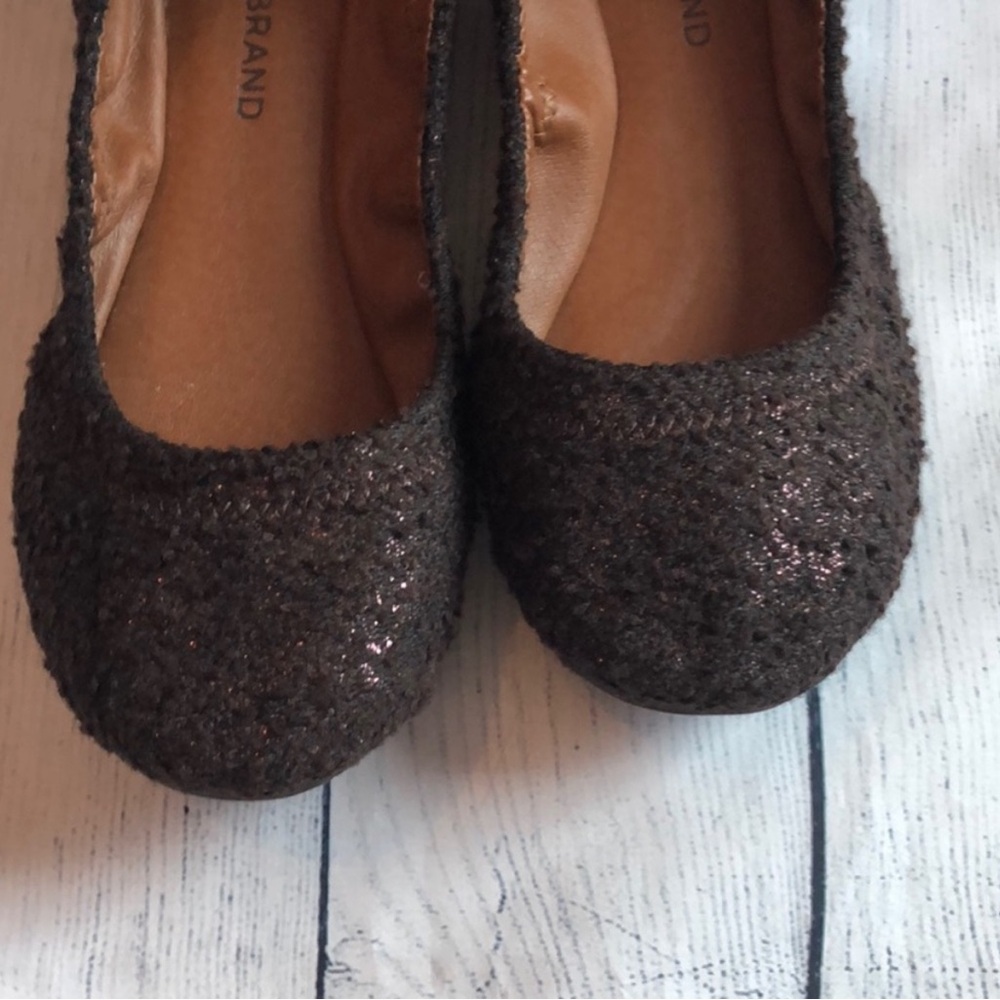 Lucky Brand Brown Textured Shimmery Emmie Flats size 7.5 EUC - Picture 2 of 8